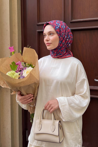 Soft Eşarp Mini Floral Lacivert