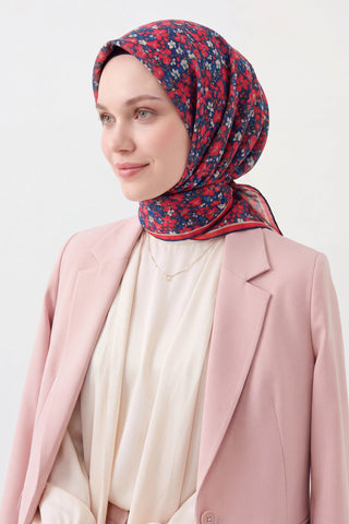 Soft Eşarp Mini Floral Lacivert