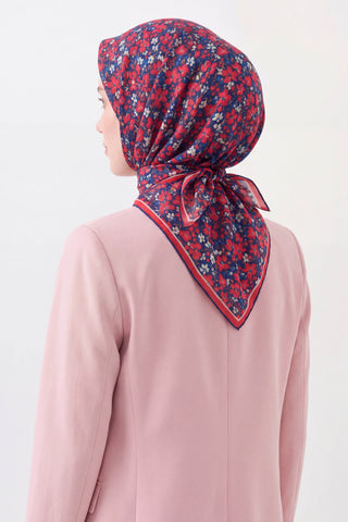 Soft Eşarp Mini Floral Lacivert