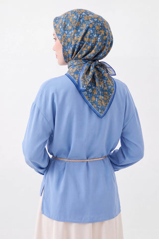 Soft Eşarp Mini Floral Mavi