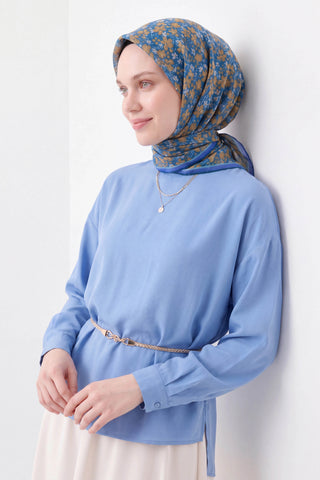 Soft Eşarp Mini Floral Mavi