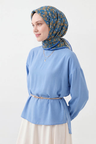 Soft Eşarp Mini Floral Mavi