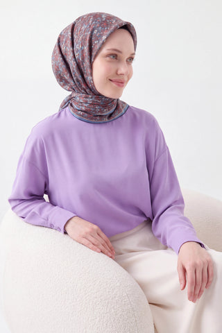 Soft Eşarp Mini Floral Mavi Gri