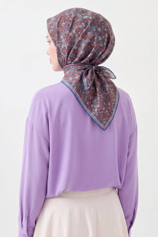 Soft Eşarp Mini Floral Mavi Gri