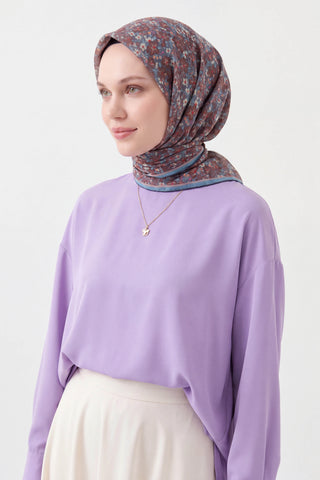Soft Eşarp Mini Floral Mavi Gri
