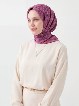 Soft Eşarp Mini Floral Pembe