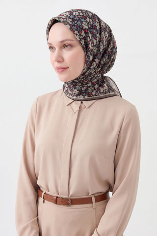 Soft Eşarp Mini Floral Siyah
