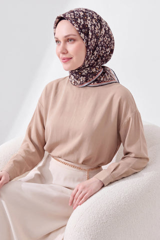 Soft Eşarp Mini Floral Siyah