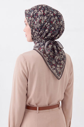 Soft Eşarp Mini Floral Siyah