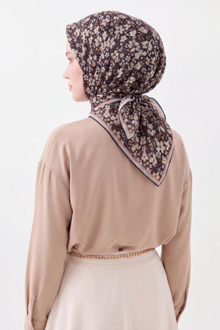 Soft Eşarp Mini Floral Siyah