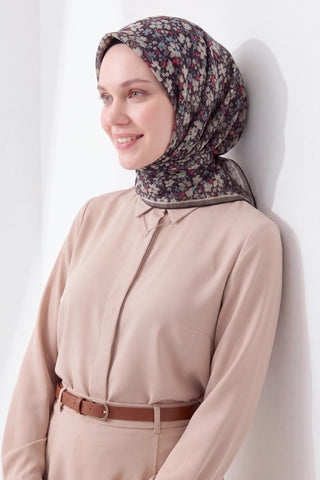 Soft Eşarp Mini Floral Siyah