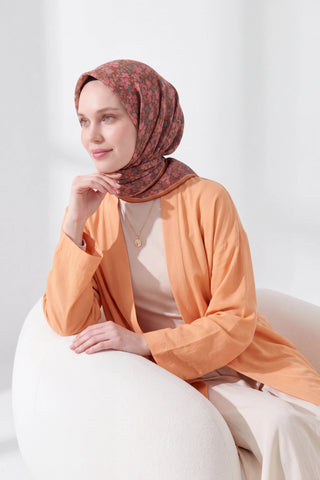 Soft Eşarp Mini Floral Sütlü Kahve