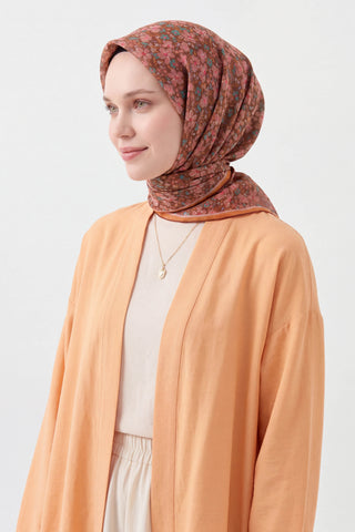 Soft Eşarp Mini Floral Sütlü Kahve