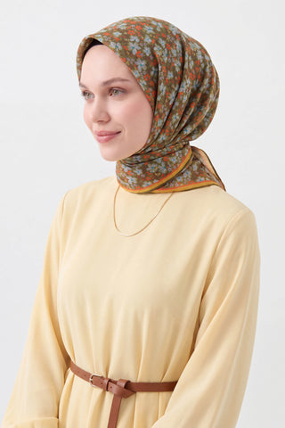 Soft Eşarp Mini Floral Yeşil