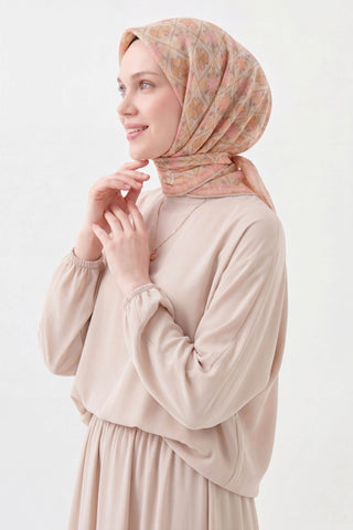 Soft Eşarp Minimal Motif Açık Bej - Soft Eşarp - | Silk Home