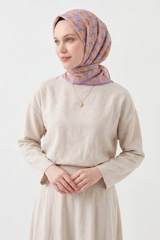 Soft Eşarp Minimal Motif Fuşya - Soft Eşarp - | Silk Home