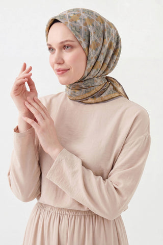 Soft Eşarp Minimal Motif Gümüş - Soft Eşarp - | Silk Home
