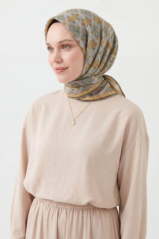 Soft Eşarp Minimal Motif Gümüş - Soft Eşarp - | Silk Home