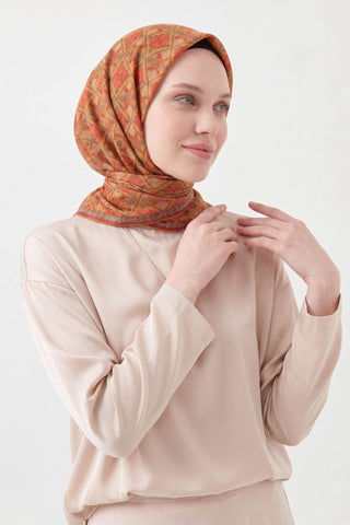 Soft Eşarp Minimal Motif Hardal - Soft Eşarp - | Silk Home
