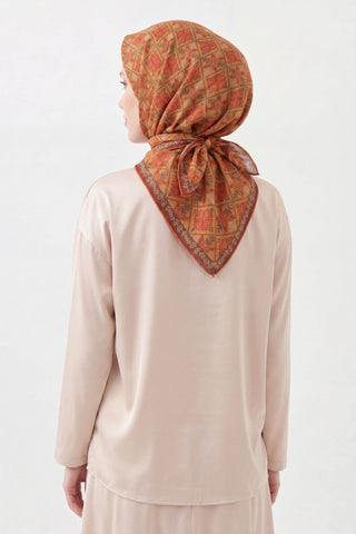 Soft Eşarp Minimal Motif Hardal - Soft Eşarp - | Silk Home