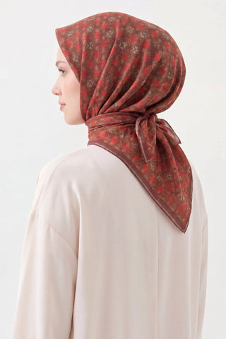 Soft Eşarp Minimal Motif Kahverengi - Soft Eşarp - | Silk Home