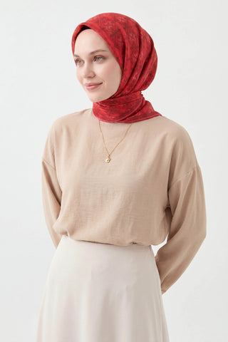 Soft Eşarp Minimal Motif Kırmızı - Soft Eşarp - | Silk Home
