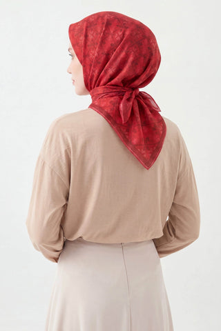 Soft Eşarp Minimal Motif Kırmızı - Soft Eşarp - | Silk Home