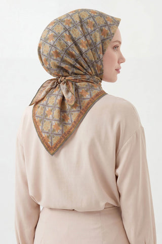 Soft Eşarp Minimal Motif Koyu Gri - Soft Eşarp - | Silk Home