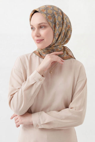 Soft Eşarp Minimal Motif Koyu Gri - Soft Eşarp - | Silk Home