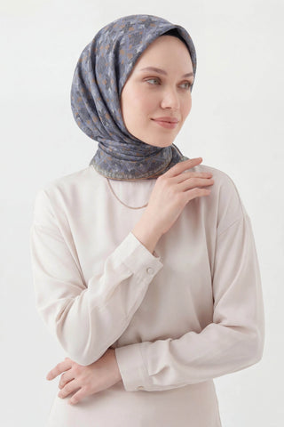 Soft Eşarp Minimal Motif Mavi Lila - Soft Eşarp - | Silk Home