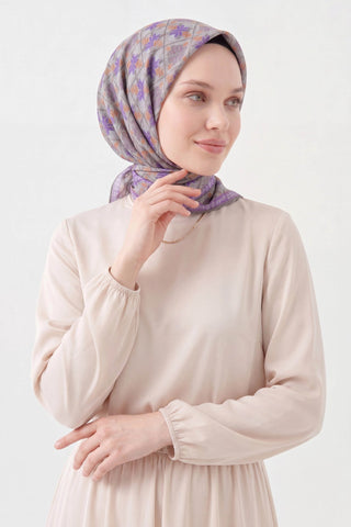 Soft Eşarp Minimal Motif Mor - Soft Eşarp - | Silk Home