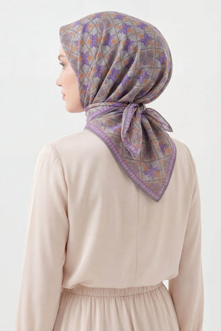 Soft Eşarp Minimal Motif Mor - Soft Eşarp - | Silk Home