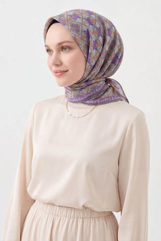Soft Eşarp Minimal Motif Mor - Soft Eşarp - | Silk Home