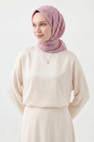 Soft Eşarp Minimal Motif Pembe - Soft Eşarp - | Silk Home