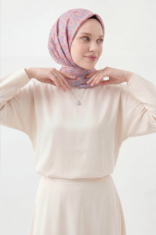 Soft Eşarp Minimal Motif Pembe - Soft Eşarp - | Silk Home