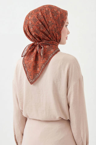 Soft Eşarp Minimal Motif Turuncu - Soft Eşarp - | Silk Home