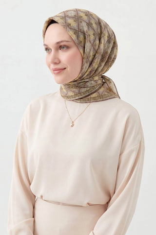 Soft Eşarp Minimal Motif Vizon - Soft Eşarp - | Silk Home