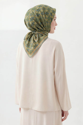 Soft Eşarp Minimal Motif Yeşil - Soft Eşarp - | Silk Home