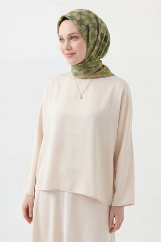 Soft Eşarp Minimal Motif Yeşil - Soft Eşarp - | Silk Home