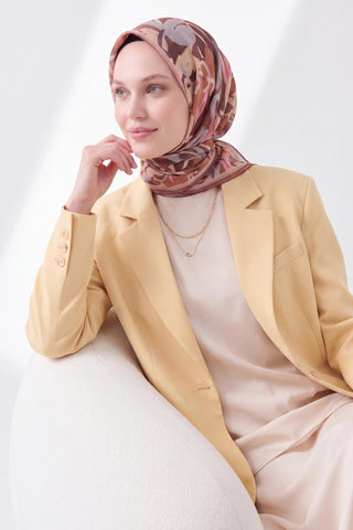 Soft Eşarp Painterly Floral Çikolata Kahve - Soft Eşarp - | Silk Home
