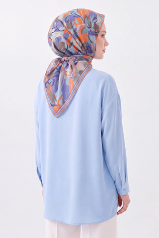 Soft Eşarp Painterly Floral Gök Mavi - Soft Eşarp - | Silk Home
