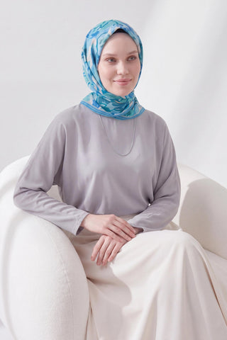 Soft Eşarp Painterly Floral Gök Mavi - Soft Eşarp - | Silk Home