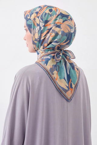 Soft Eşarp Painterly Floral İndigo - Soft Eşarp - | Silk Home