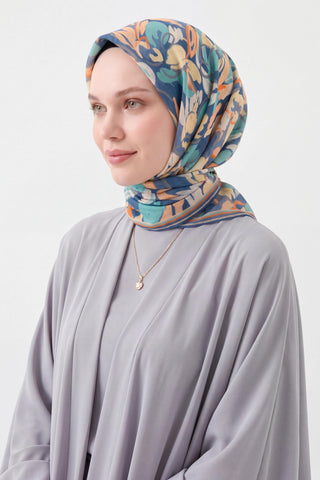 Soft Eşarp Painterly Floral İndigo - Soft Eşarp - | Silk Home