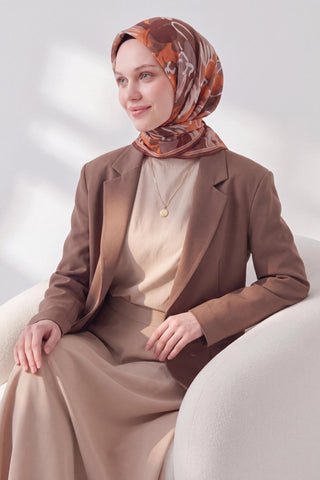 Soft Eşarp Painterly Floral Kahverengi - Soft Eşarp - | Silk Home