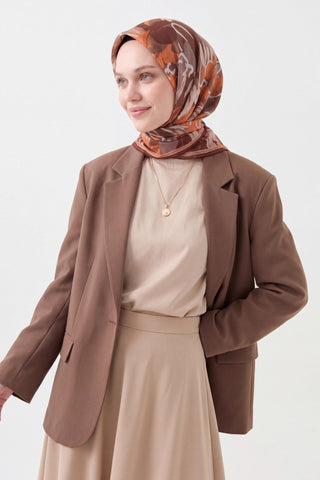 Soft Eşarp Painterly Floral Kahverengi - Soft Eşarp - | Silk Home