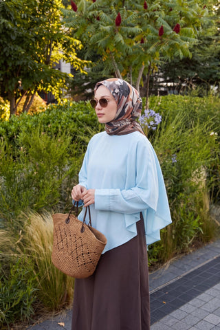 Soft Eşarp Painterly Floral Kahverengi - Soft Eşarp - | Silk Home