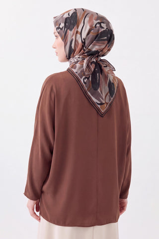 Soft Eşarp Painterly Floral Kahverengi - Soft Eşarp - | Silk Home