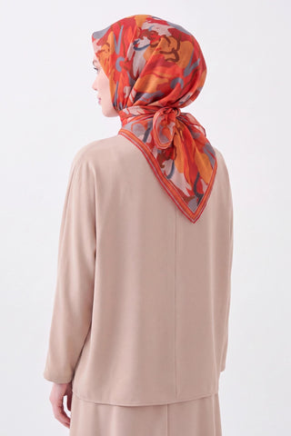 Soft Eşarp Painterly Floral Kırmızı - Soft Eşarp - | Silk Home