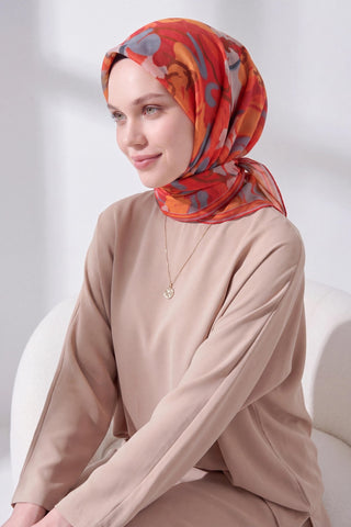 Soft Eşarp Painterly Floral Kırmızı - Soft Eşarp - | Silk Home